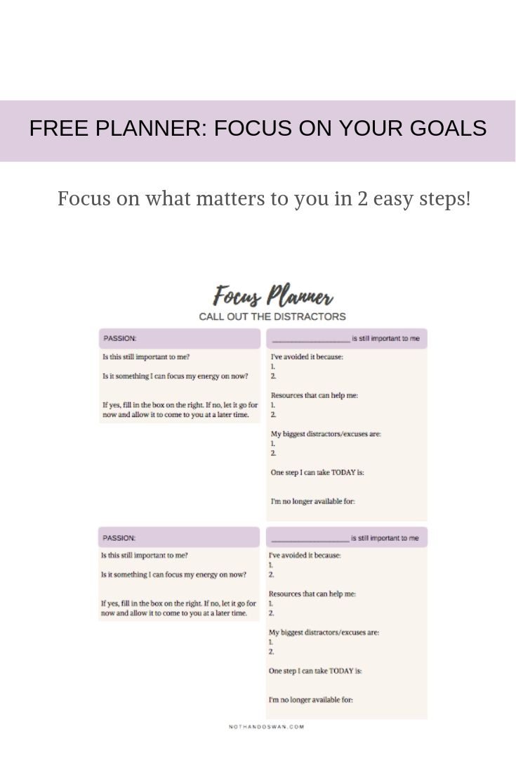 Click to download your FREE 3-page template to help you focus on what matters most to you. Start with prompts to sort through the clutter, and finish with a clear one-page summary of your most important areas of focus in this moment. 